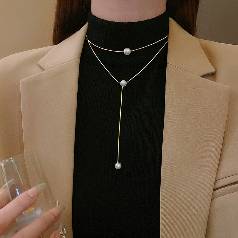 BowLift | Bohemian Drop Stylish Pearl Necklace