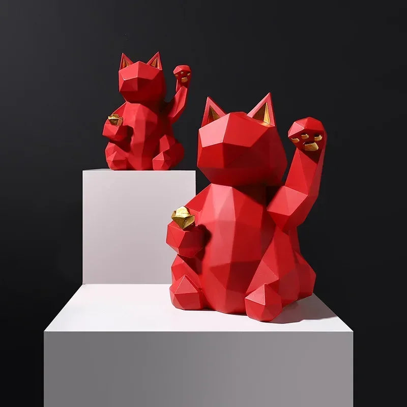 BowLift | Nordic Minimalism Geometry Lucky Cat Statues