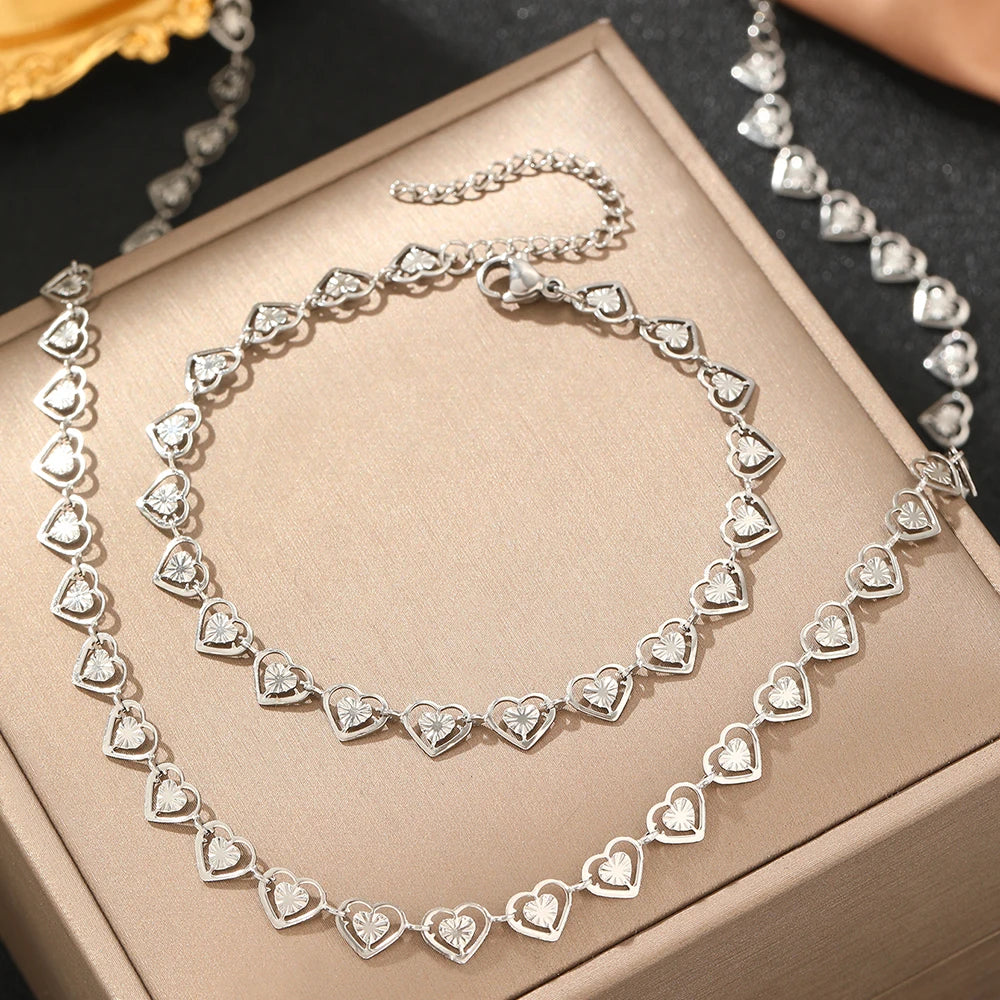 BowLift | Dainty Spiral Hearts Bracelet and Necklace Set