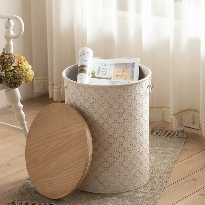 BowLift | French Side Table Made of Iron with Storage Bin Space-Saving Design