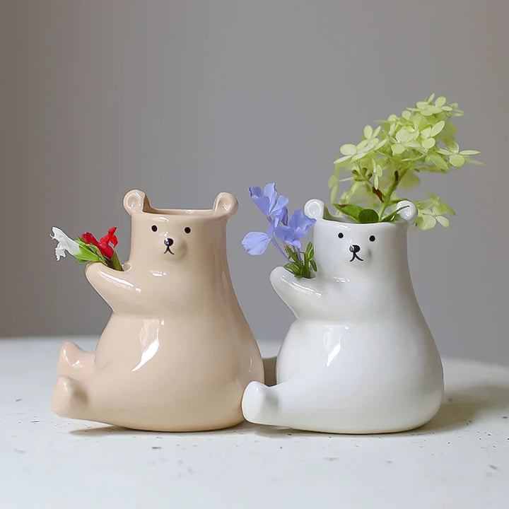 Bear with Flower Vase | Bowlift