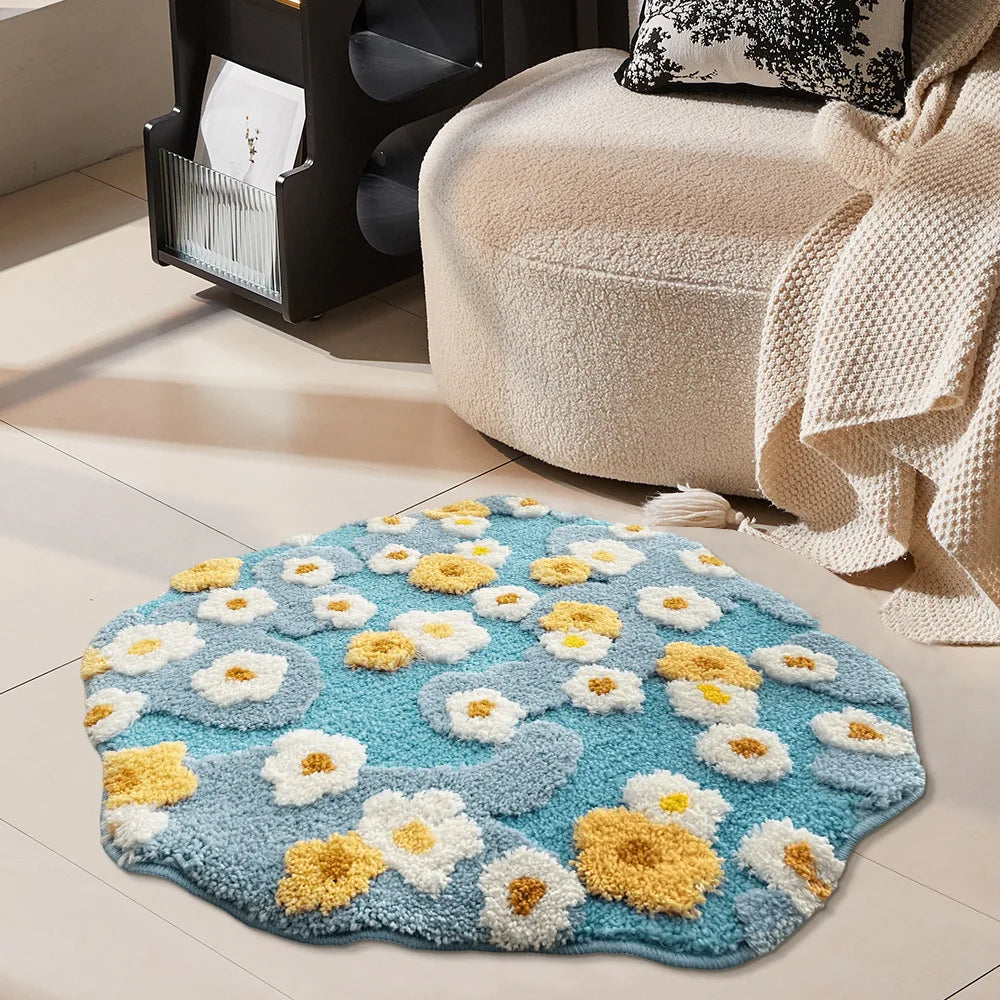 Moss Flower Tufted Round Rug | Bowlift