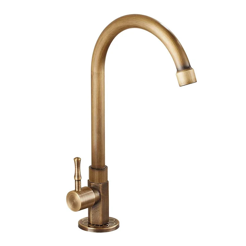 BowLift | Elegant Swan Neck Kitchen Faucets made of Antique Brass