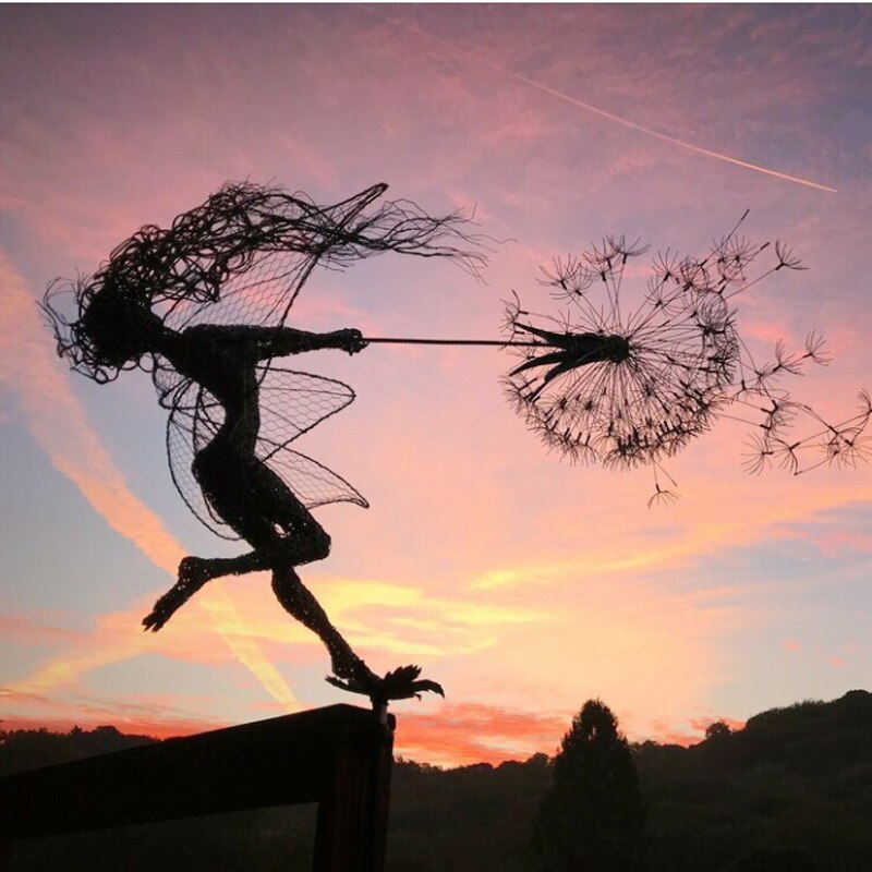 Fairy on a milk thread art sculpture Bowlift