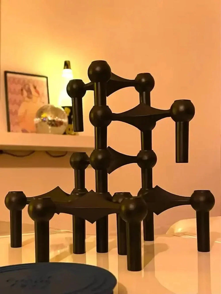 BowLift | Modern Molecular Metal Candle Holder – Nordic-Style Silver Candle Stand for Elegant Home Decor