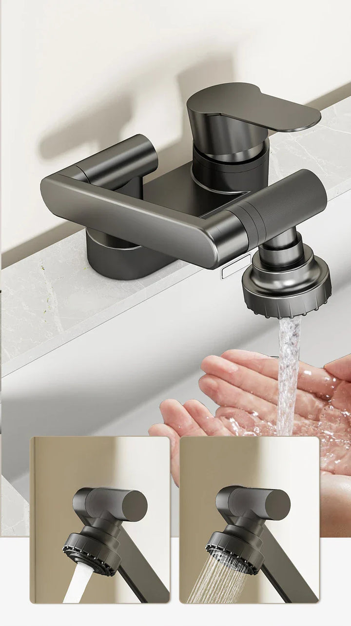 Aqua Twist Duo-Flex Basin Mixer – 360° swiveling two-hole faucet for hot and cold water Bowlift