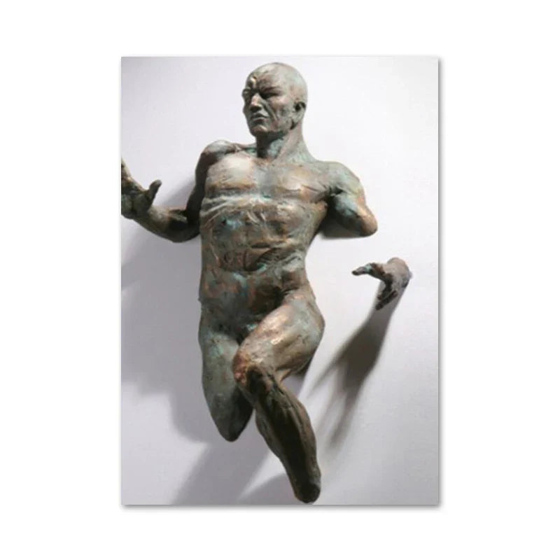 Modern Urban Abstract Iron Statue Wall Art Fine Art Canvas Prints 3d Visualization Figure Art Pictures For Minimalist Apartment Wall Decor | Bowlift