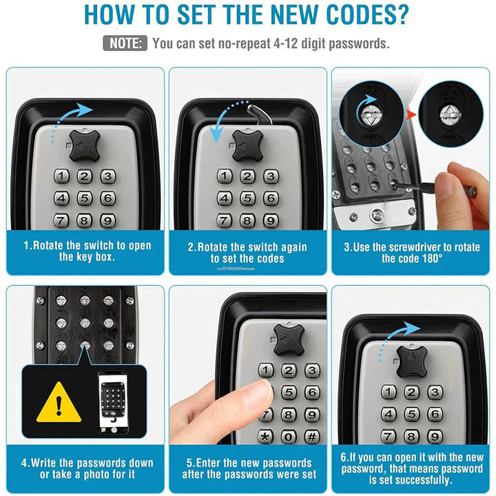 BowLift | Waterproof Wall-Mounted Key Safe Box – Outdoor Lockable Key Storage with Combination Code