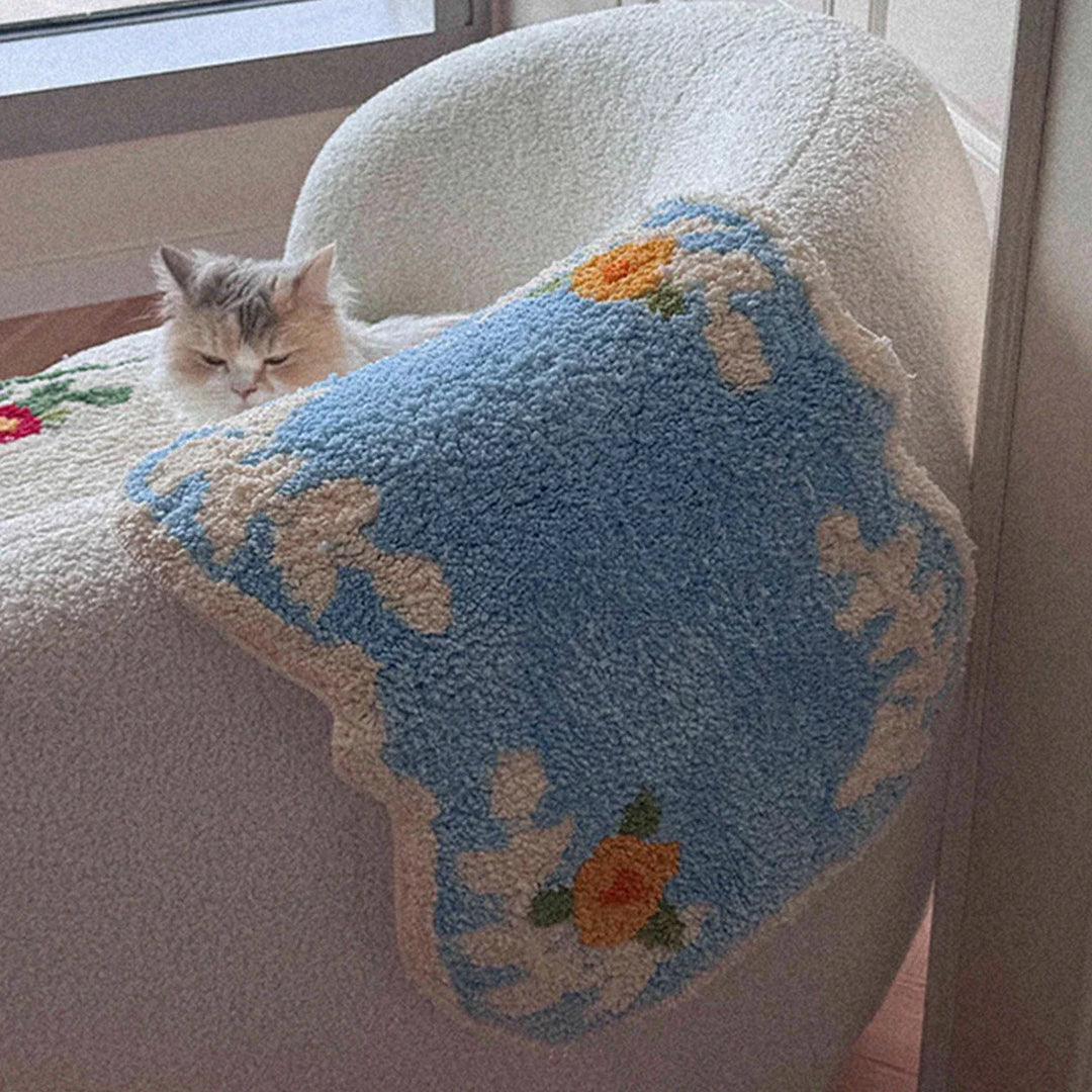 Floral Fluffy Bath Mat | Bowlift
