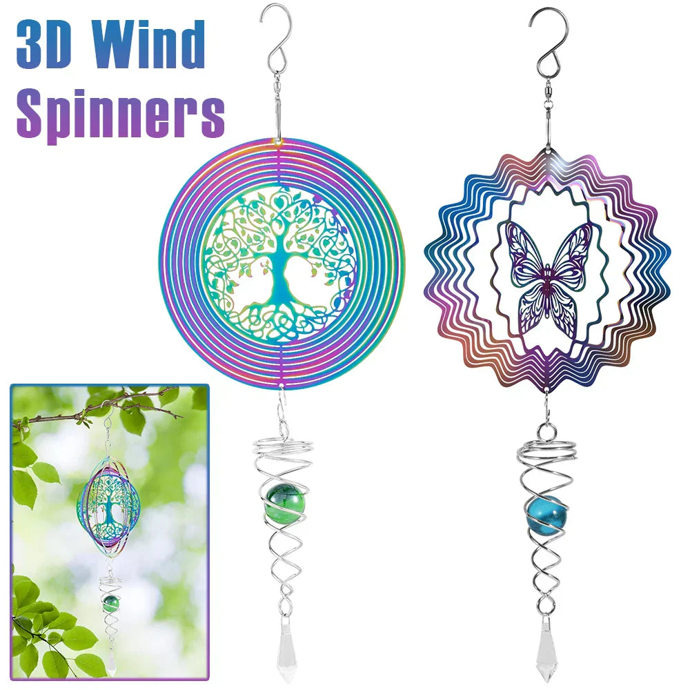BowLift | Stainless Steel Spiral Tail Outdoor 3D Wind Spinners