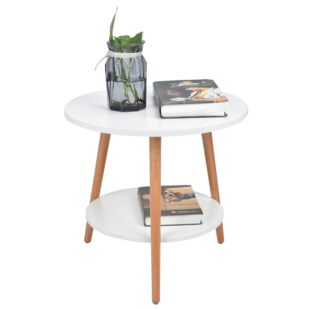 BowLift | White Side Table with 2 Layers and Storage Space for the Living Room