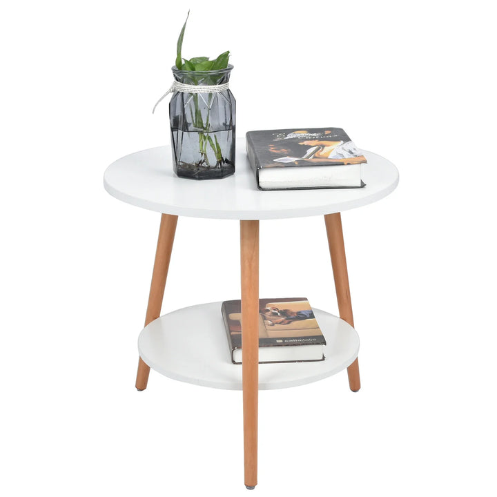 BowLift | White Side Table with 2 Layers and Storage Space for the Living Room