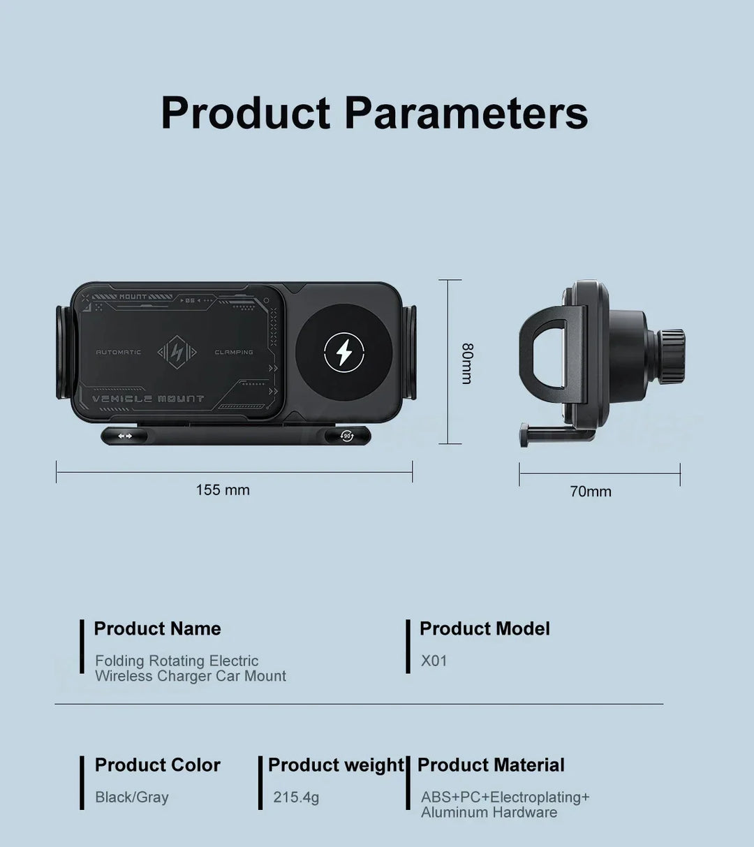 BowLift | Wireless Fast Charger Flip Car Phone Holder