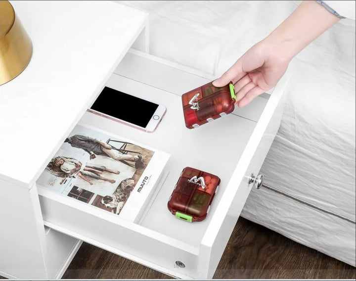 BowLift | MediPocket Travel Pill Case | Moisture-Proof & Compact | 4–12 Compartments | For Vitamins & Medications on the Go