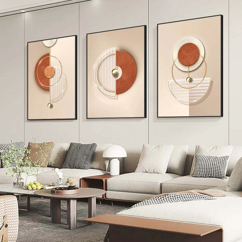 Harmonious Abstract Geometry Modern Aesthetics Wall Art Fine Art Canvas Prints Posters Pictures For Contemporary Apartment Living Room | Bowlift