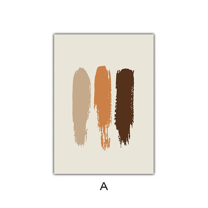 Abstract Geometric Taupe Terracotta Landscape Sun Moon Wall Art Fine Art Canvas Prints Pictures For Living Room Bedroom Art Decor | Bowlift