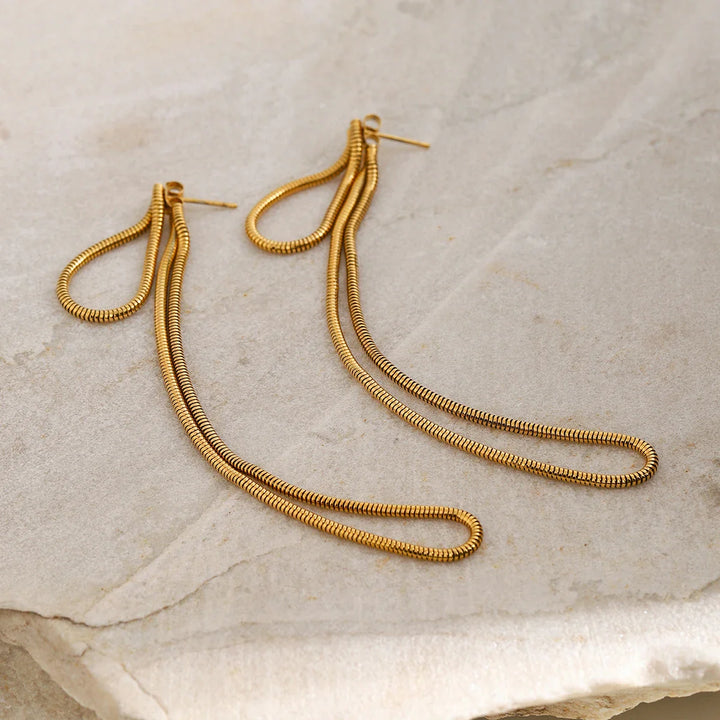 BowLift | Classy Snake Chain Tassel Stud Earrings