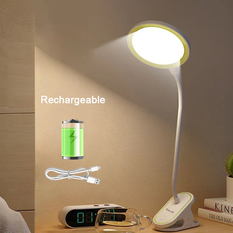 BowLift | ClipLuma LED Table Lamp | USB Rechargeable | 3 Brightness Levels | Eye-Friendly | With Clip Mount