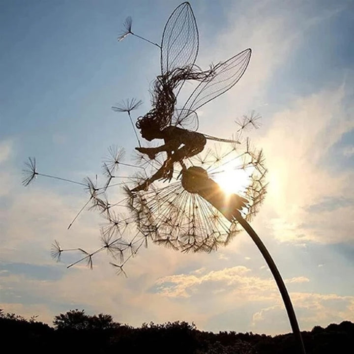 Fairy on a milk thread art sculpture Bowlift