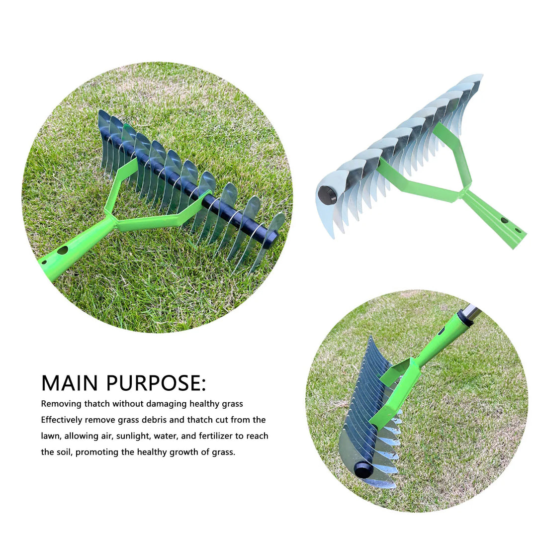 BowLift | RasenPro Rake Head | Lawn Scarifier Stainless Steel | Curved Tines | For Moss, Leaves & Soil Care