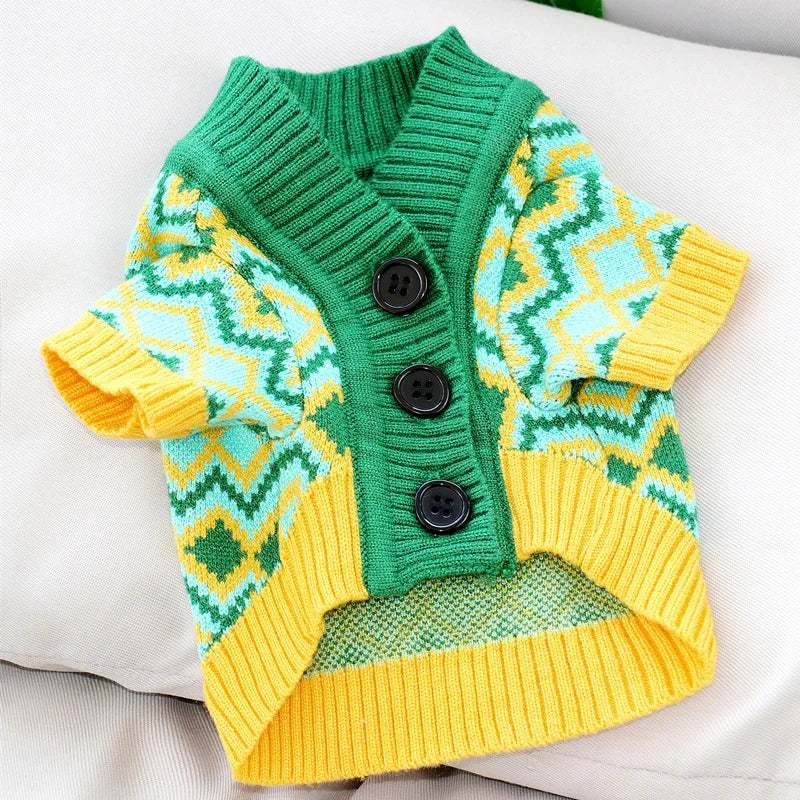 Dog cardigan made of knit warm and striped Bowlift