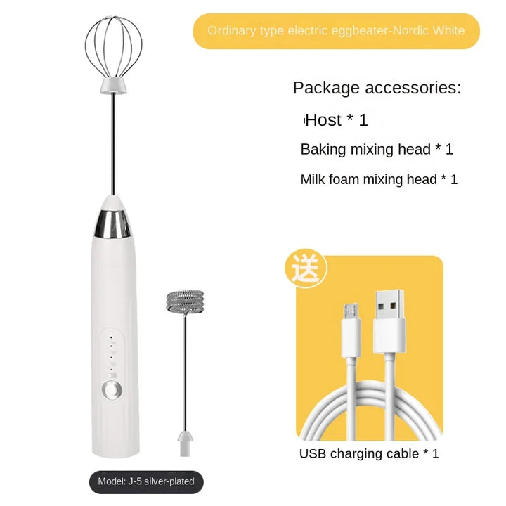 BowLift | CREMIX Electric Milk Frother & Mixer | 3 Speeds | Double Attachment Made of Stainless Steel | USB Charging