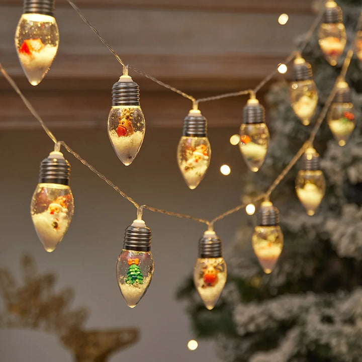 BowLift | LED Snowball String Lights “FrostyGlow” | 2 m | 10 LEDs | Battery operated | Christmas & New Year's decoration