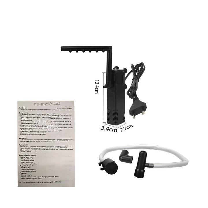 BowLift | AquaThero Water Filter Pump for Aquariums | Submersible Pump with Filter & Oxygen Supply | For Fresh & Saltwater | EU Plug