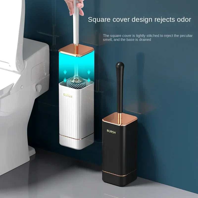 BowLift | CleanFlex Toilet Brush Set | Wall-mounted without drilling | Deep cleaning with soft TPR bristles
