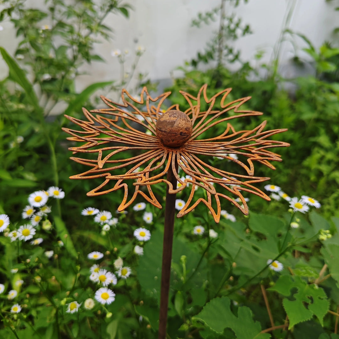 BowLift | FLORUSTA Garden Stake Bluebonnet | Rust Look Metal | Rustic Garden Decor
