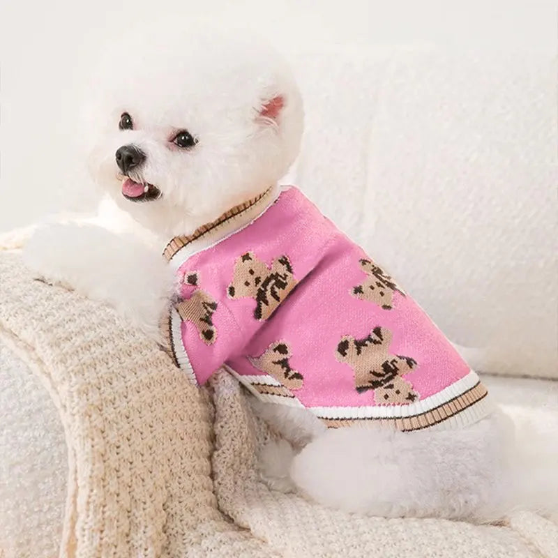 Dog cardigan made of knit warm and striped Bowlift