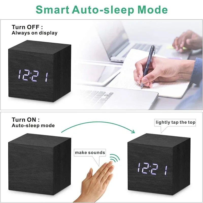 BowLift | Minimalist Wooden Digital Desktop Alarm Clock