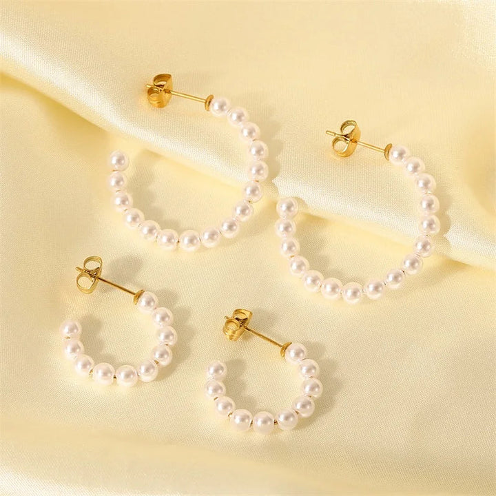BowLift | Elegant C Hoop Pearl Earrings