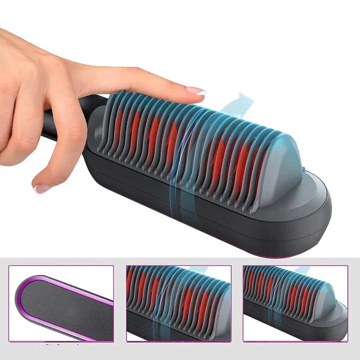 BowLift | Hair Straightening Brush UK – 2-in-1 Thermal Comb Straightener & Curler with Adjustable Heat & Tourmaline Technology