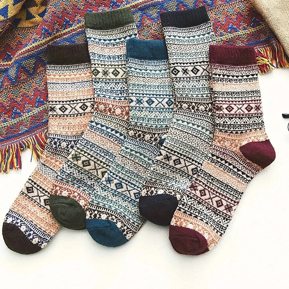 BowLift | Woolina | Women's Wool Socks Set | 5 Pairs | Extra Thick & Warm | Autumn & Winter