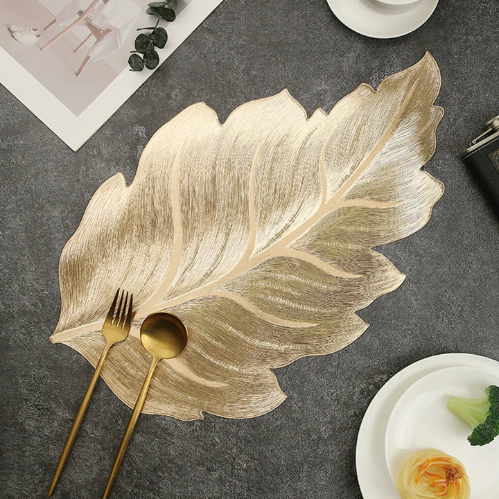 Gold Leaf Shape Decorative Serving Tray | Bowlift