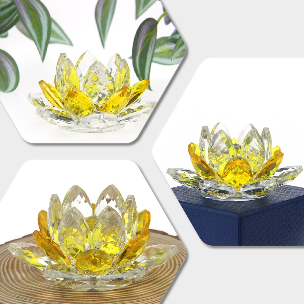 BowLift | Crystal Lotus Flower Craft Glass Paperweight Home Decoration Ornaments Figures Home Wedding Party Decor Gifts Souvenir