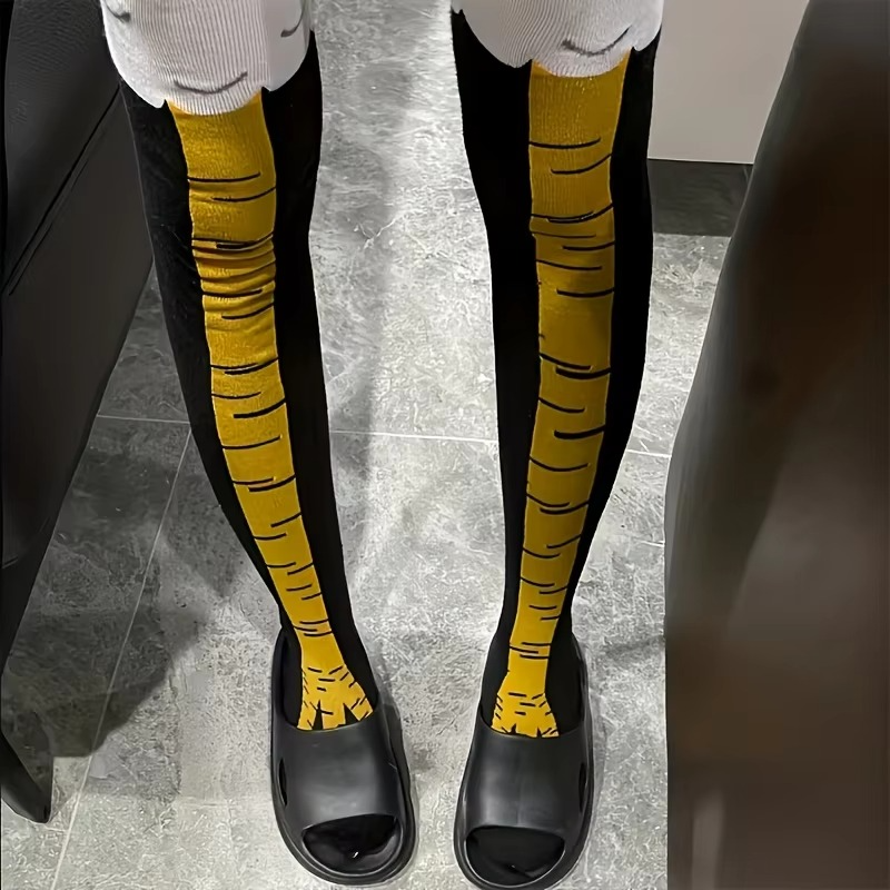 BowLift | Women's Knee-High Chicken Claw Print Socks, 1 or 2 Pairs