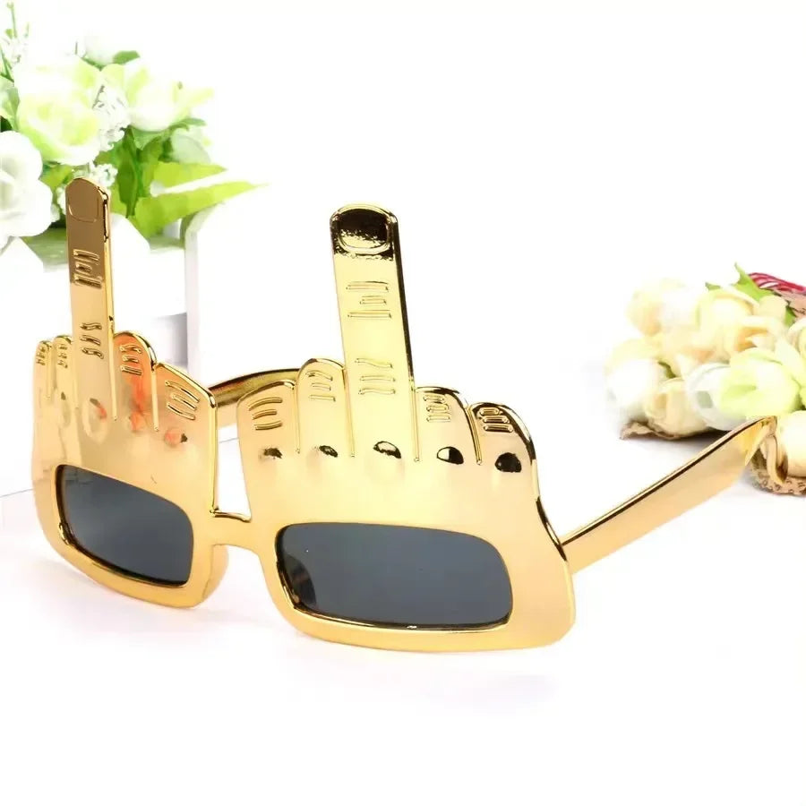 BowLift | Bold Gold Middle Finger Party Sunglasses