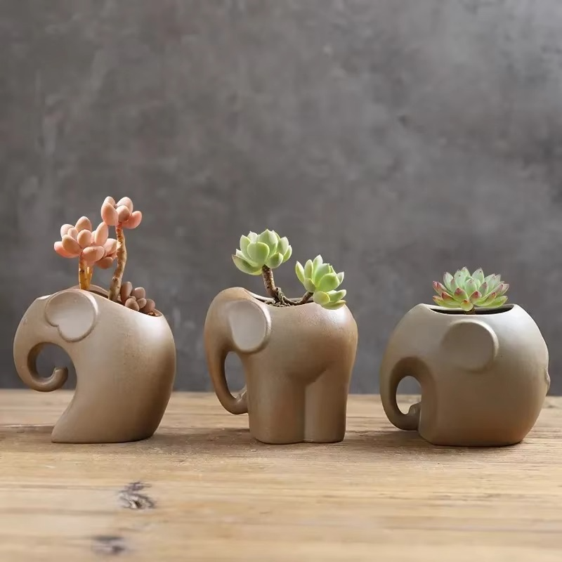 BowLift | Handcrafted Animal Ceramic Succulent Pots, Small Breathable Desktop Planters