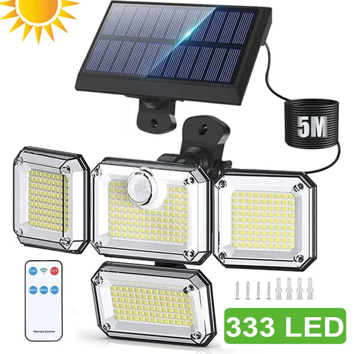 BowLift | Solora GuardLight Solar Outdoor Lamp with Motion Sensor 2000 LM | 333 LED, IP65, 270° Beam Angle