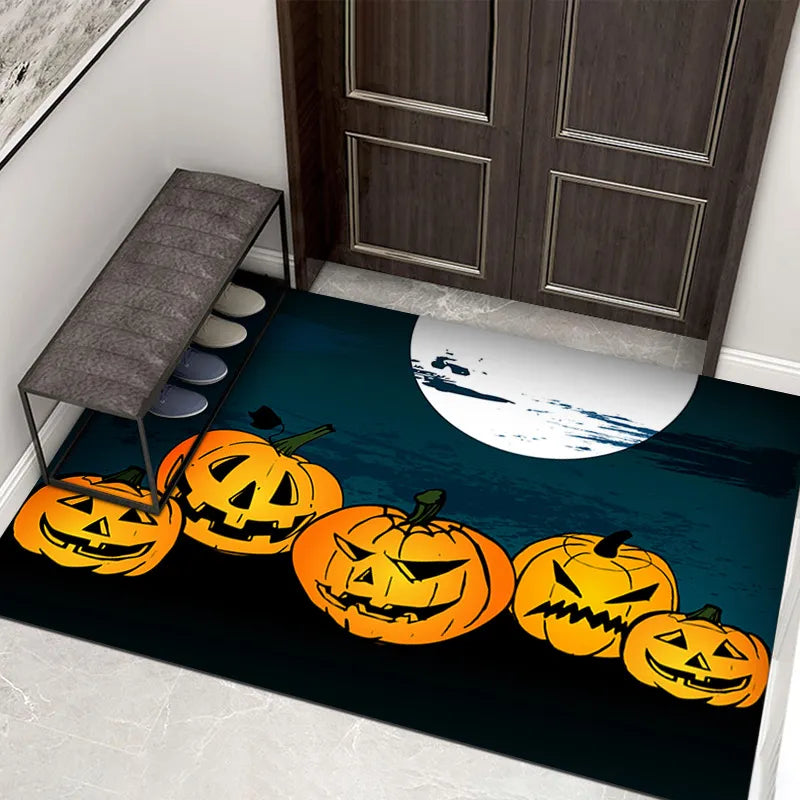 Creepy Halloween Doormat – Non-Slip Door Mat with Pumpkin and Ghost Design for the Entrance Area | Bowlift