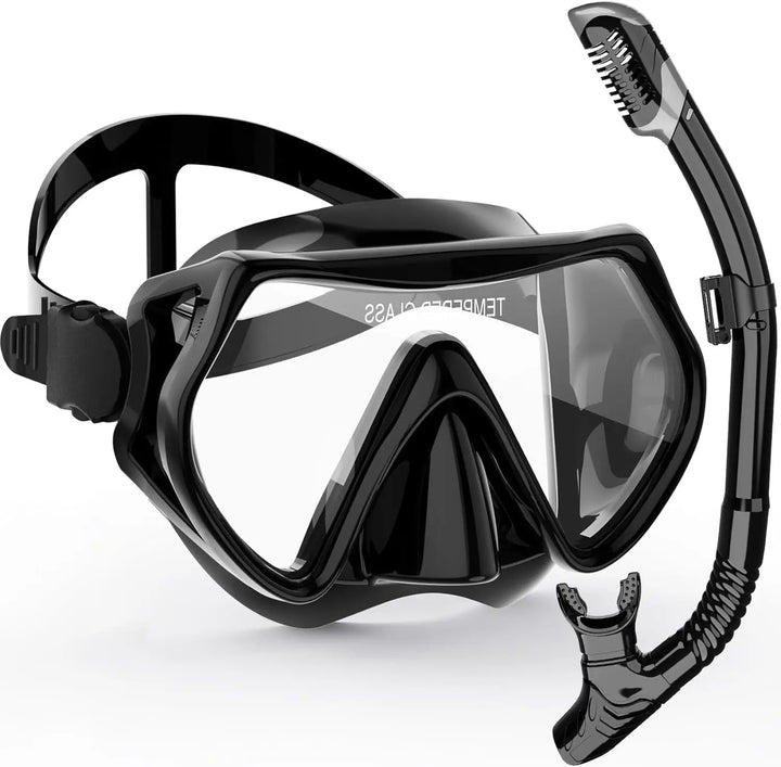 BowLift | AquaVision Snorkel Mask Set for Adults | Anti-Fog & Impact Resistant | Silicone Edge & Dry Snorkel | 180° Field of View