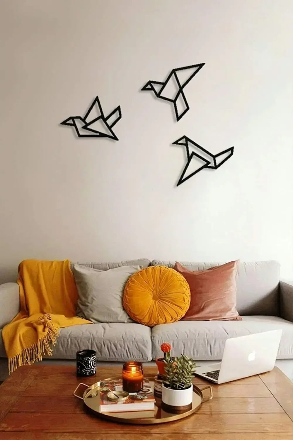 Set of 3Pcs Iron Geometric Birds 3d Wall Decoration For Nordic Living Room Dining Room Bedroom Wall Decor | Bowlift