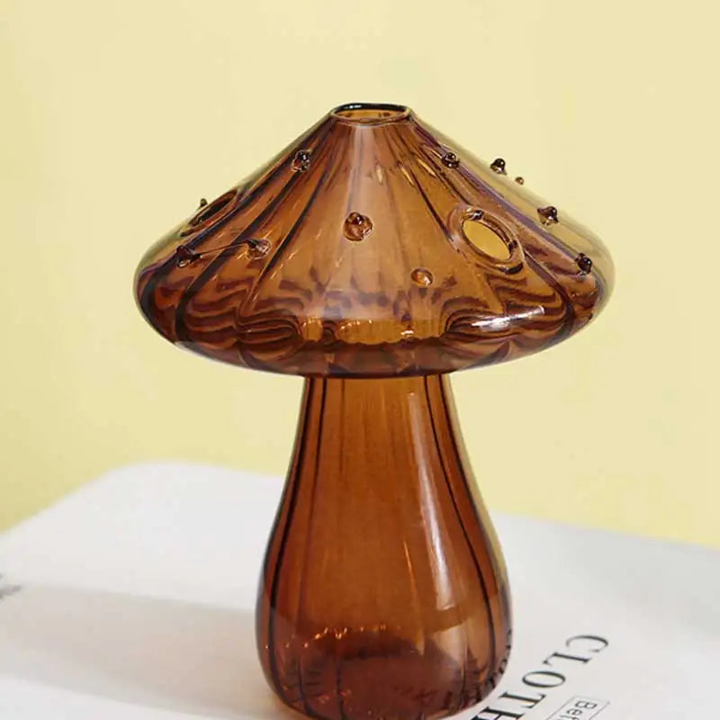 BowLift | Glass Flora Mushroom Vase made of Colored Glass | Creative Design for Hydroponics & Decor | Hand Polished & Transparent | 12×10 cm