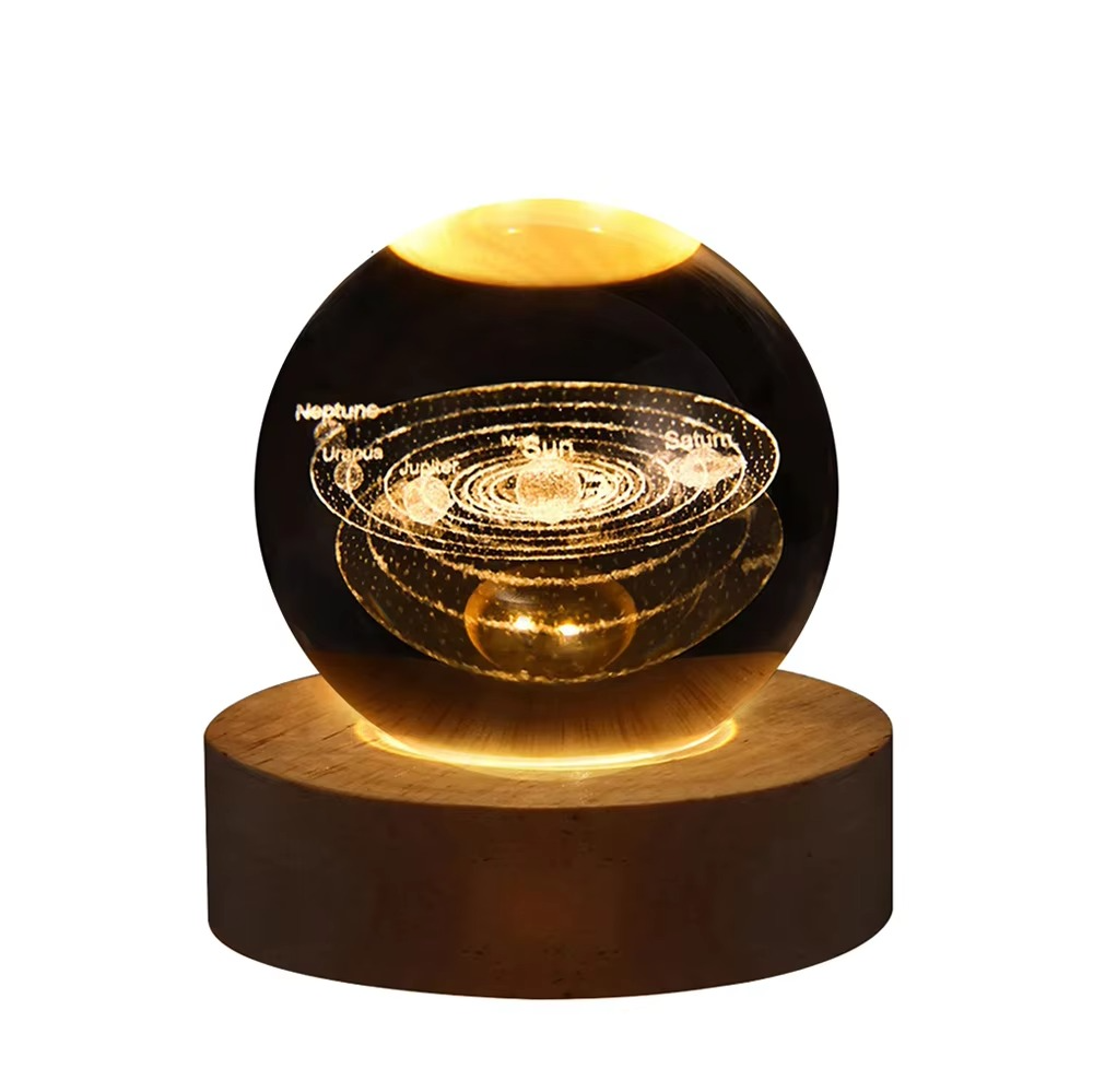 BowLift | 2.36 in RGB Crystal Ball Night Light with Milky Way and Moon - Cosmos-Inspired Bedside Decoration