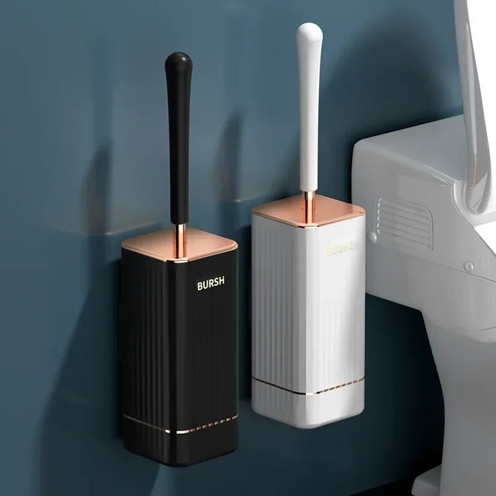 BowLift | CleanFlex Toilet Brush Set | Wall-mounted without drilling | Deep cleaning with soft TPR bristles