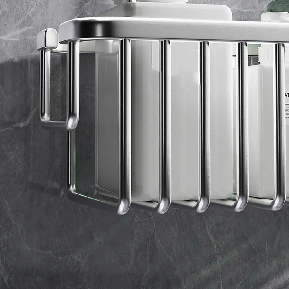 BowLift | DuschGlanz AeroRack Hanging Shower Basket made of Aluminium | Rustproof Shower Shelf with Hooks | Large Capacity for Shampoo & Bath Accessories