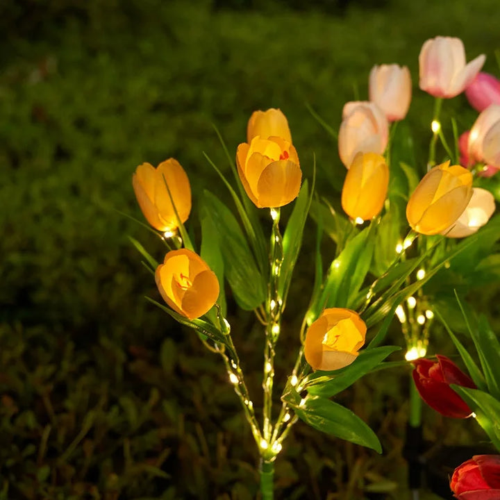 BowLift | GlowPetal Solar tulip | Decorative light for garden & balcony | LED light & weatherproof | Tulip shape with solar panel
