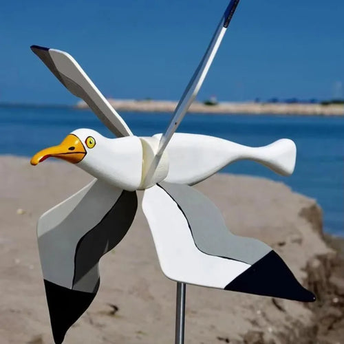 BowLift | Garden decor wind bird SkyGull | Creative wind spinner with seagull motif | Weatherproof & height adjustable | 25 cm figure